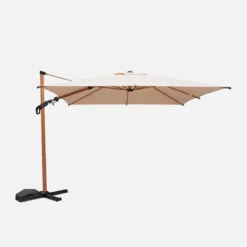 sweeek Ombrellone rettangolare asta effetto legno, 3x4m