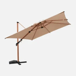 sweeek Ombrellone rettangolare asta effetto legno, 3x4m