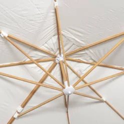 Ombrellone rettangolare eccentrico asta effetto legno, 3x4m + base 50x50cm