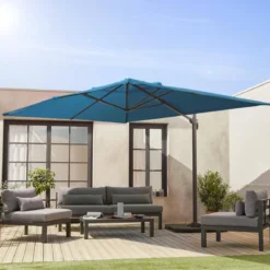 Ombrellone rettangolare eccentrico, 3x4m + base 50x50cm