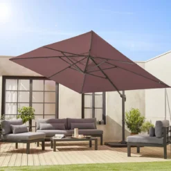 Ombrellone rettangolare eccentrico, 3x4m + base 50x50cm