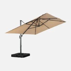 sweeek Ombrellone rettangolare eccentrico, 3x4m + piastre di zavorra 50x50cm