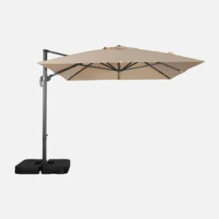 sweeek Ombrellone rettangolare eccentrico, 3x4m + piastre di zavorra 50x50cm