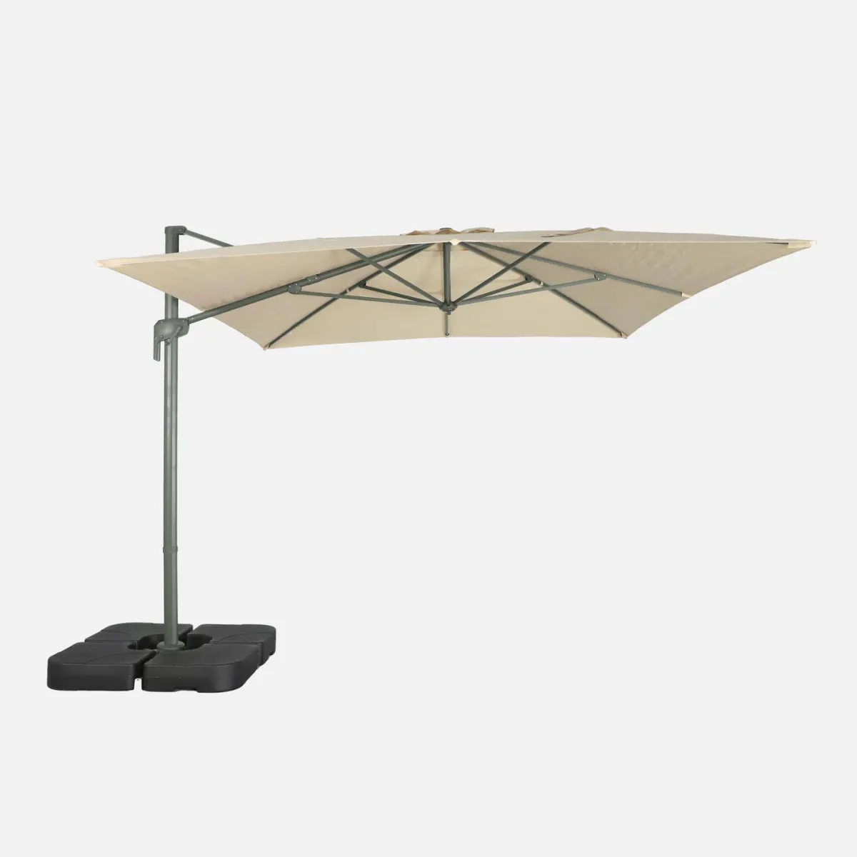 sweeek Ombrellone rettangolare eccentrico, 3x4m + base 50x50cm