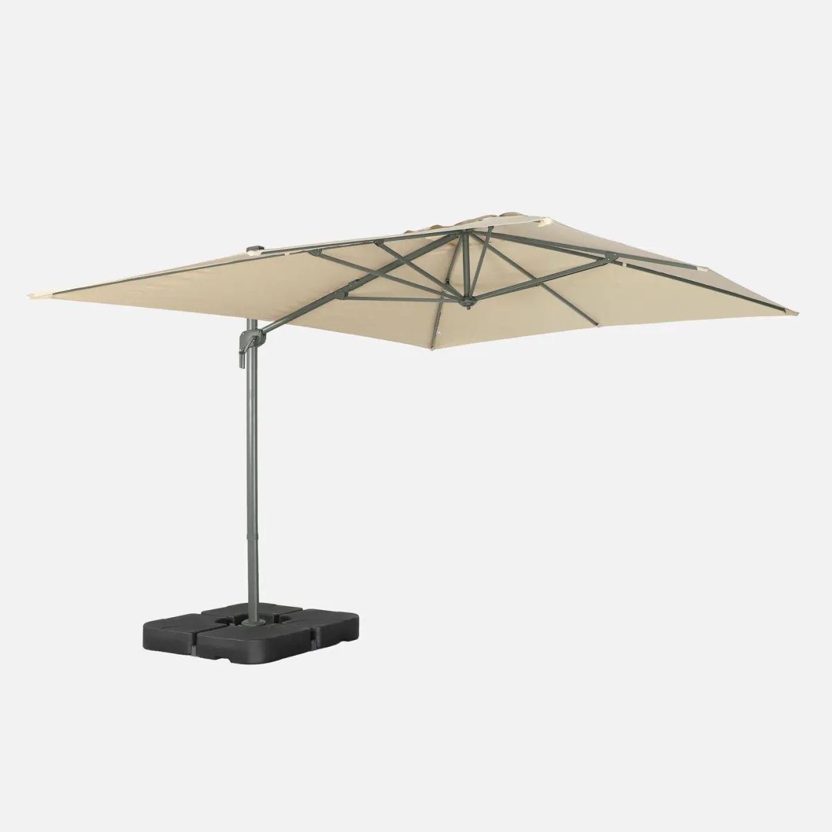sweeek Ombrellone rettangolare eccentrico, 3x4m + base 50x50cm