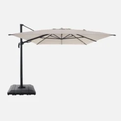 sweeek Ombrellone rettangolare eccentrico, 3x4m + copertura + base 98x98cm