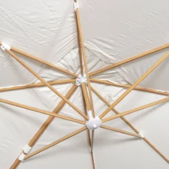 sweeek Ombrellone rettangolare eccentrico asta effetto legno, 3x4m + base 50x50cm