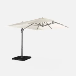 sweeek Ombrellone rettangolare eccentrico, 3x4m + base 50x50cm