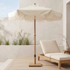 sweeek Ombrellone rotondo dritto con frange, Ø2m