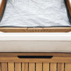 sweeek Panca cassapanca da giardino in legno di acacia con cuscino, 110L