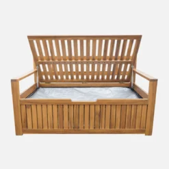 sweeek Panca cassapanca da giardino in legno di acacia con cuscino, 110L