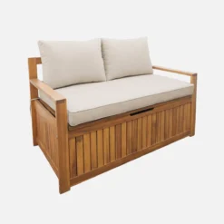 sweeek Panca cassapanca da giardino in legno di acacia con cuscino, 110L
