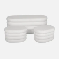 Panca contenitore con 2 pouf contenitori bouclé