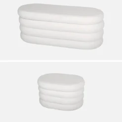 Panca contenitore con 2 pouf contenitori bouclé
