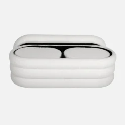 Panca contenitore con 2 pouf contenitori bouclé