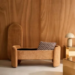 sweeek Panca contenitore, fondo letto contemporaneo in tessuto