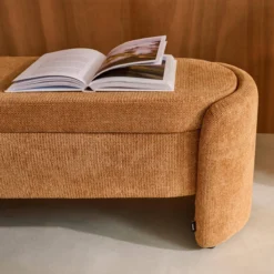 sweeek Panca contenitore, fondo letto contemporaneo in tessuto