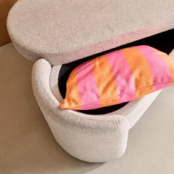 Panca contenitore, fondo letto contemporaneo in tessuto