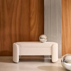 Panca contenitore, fondo letto contemporaneo in tessuto