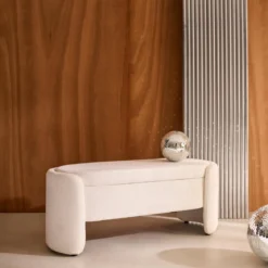 Panca contenitore, fondo letto contemporaneo in tessuto