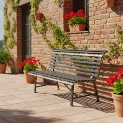 sweeek Panca da giardino in acciaio, 2 posti