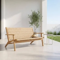 sweeek Panca da giardino in legno di acacia, 2 posti