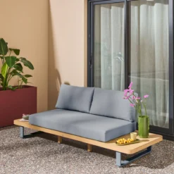 sweeek Panca da giardino in legno di acacia e alluminio, 2 posti