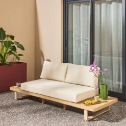 sweeek Panca da giardino in legno di acacia e alluminio, 2 posti