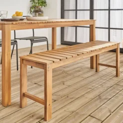 sweeek Panca in acacia e legno chiaro, 140cm