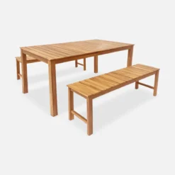 sweeek Panca in acacia e legno chiaro, 140cm
