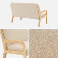 sweeek Panca per bambini scandinava in tessuto bouclé, 2 posti