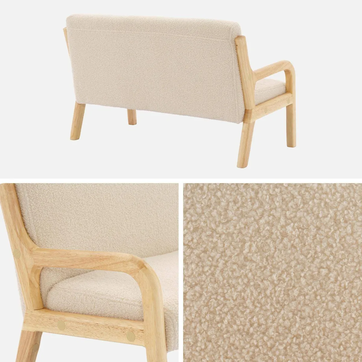 sweeek Panca per bambini scandinava in tessuto bouclé, 2 posti