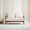 sweeek Panca scandinava in legno di hevea tinto noce e bouclé, 2 posti