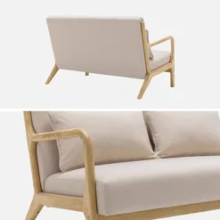 sweeek Panca stile scandinavo in legno e tessuto, 2 posti