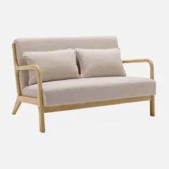 sweeek Panca stile scandinavo in legno e tessuto, 2 posti