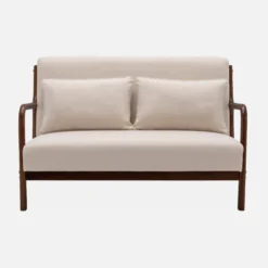 sweeek Panca stile scandinavo in legno di hevea e tessuto, 2 posti