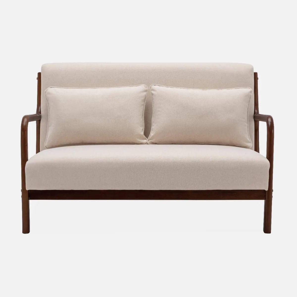 sweeek Panca stile scandinavo in legno di hevea e tessuto, 2 posti