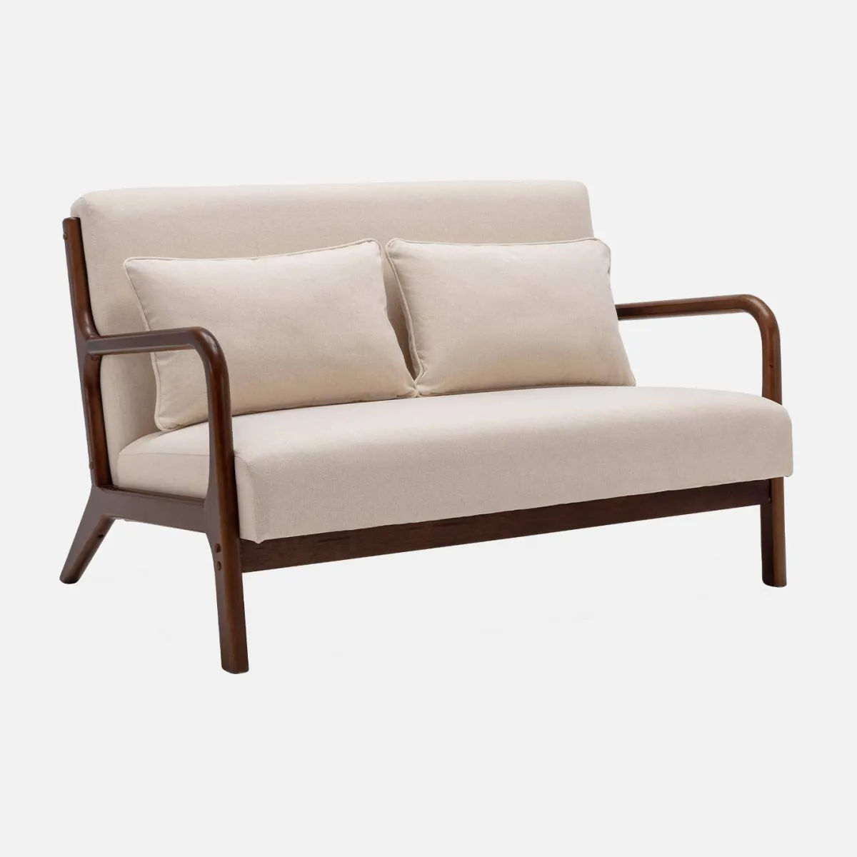 sweeek Panca stile scandinavo in legno di hevea e tessuto, 2 posti