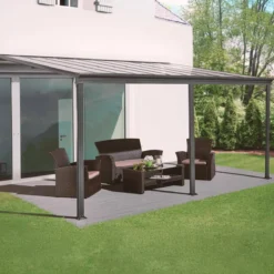 sweeek Pergola a parete 3x5 m in alluminio con grondaia