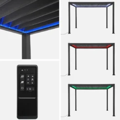 Pergola bioclimatica elettrica 3x4m in alluminio con illuminazione a LED