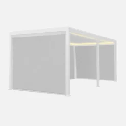 sweeek Pergola bioclimatica elettrica 3x6m in alluminio con LED + 4 tende 3m