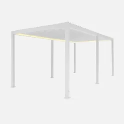 sweeek Pergola bioclimatica elettrica 3x6m in alluminio con LED + 4 tende 3m