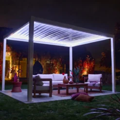 sweeek Pergola bioclimatica elettrica 3x4m in alluminio con illuminazione a LED
