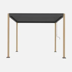 Pergola bioclimatica 3x3 con piedini arrotondati in alluminio e acciaio e lamelle orientabili