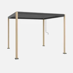 Pergola bioclimatica 3x3 con piedini arrotondati in alluminio e acciaio e lamelle orientabili