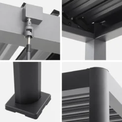 sweeek Pergola bioclimatica 3x3 con piedini arrotondati in alluminio e acciaio e lamelle orientabili