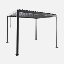 sweeek Pergola bioclimatica 3x3 con piedini arrotondati in alluminio e acciaio e lamelle orientabili