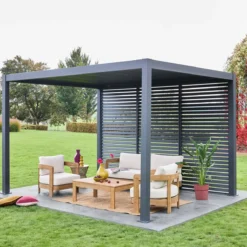 sweeek Pergola bioclimatica 3x4 in alluminio + 3 persiane da 1.3m