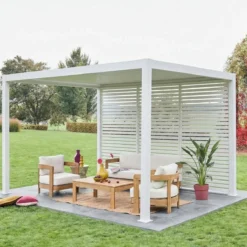 sweeek Pergola bioclimatica 3x4 in alluminio + 3 persiane da 1.3m