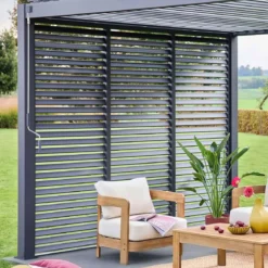 Pergola bioclimatica 3x4 in alluminio + 3 tende da 1m